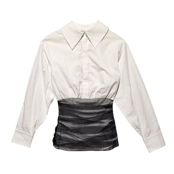 Mesh cinch corset drew button down - Picture 1 of 6